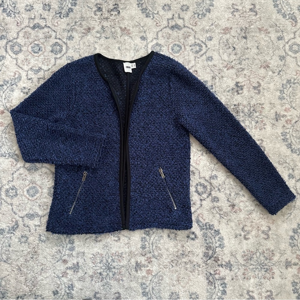 ASOS‎ Women's Navy Cardigan Zipper Pockets #34